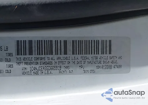 2016 Jeep Compass Latitude from USA, damaged, VIN 1C4NJCEA3GD665919